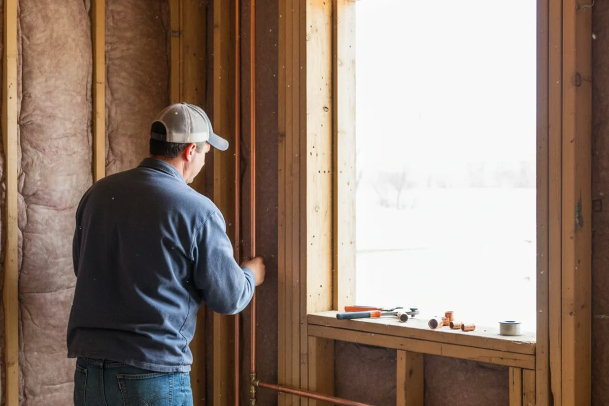 Licensed plumber running new copper supply lines in a Hillsdale home